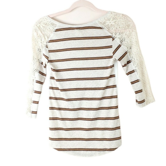 WE THE FREE womens Great Falls Montana boho crochet 3/4 sleeve top - Picture 2 of 5